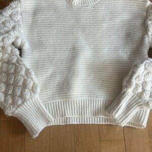Dee Elly white wool puff sleeve sweater